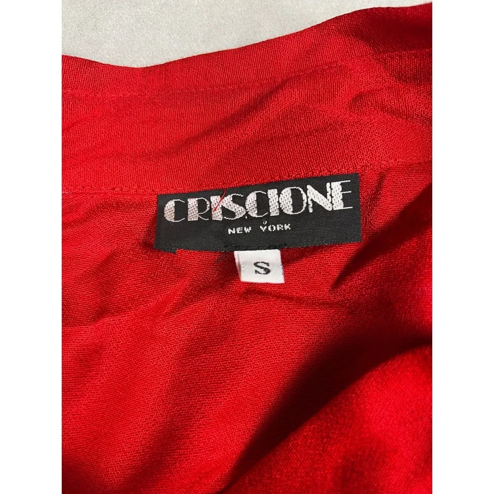 Criscione‎ New York Vintage Red Skirt Suit Gold Soutache Embroidery Set Womens S